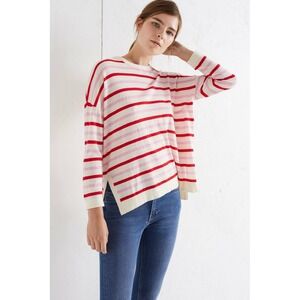 $495 NWT CHINTI AND PARKER 100% Cashere Slouchy Stripe Sweater Top w side Slit/S